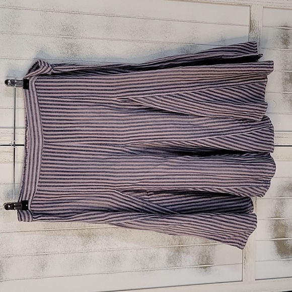 NEW Free People Pale Mauve Stripe Candace Midi Skirt - Picture 2 of 8